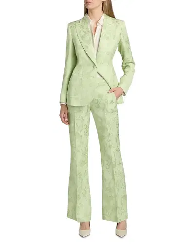Etro Women's Floral Jacquard Boot-Cut Trousers - Verde Mare Pastello | Thumbnail 2