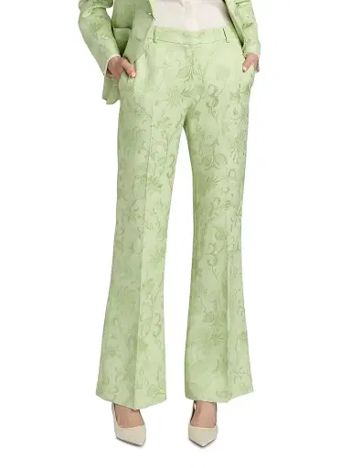 Etro Women's Floral Jacquard Boot-Cut Trousers - Verde Mare Pastello | Thumbnail 3