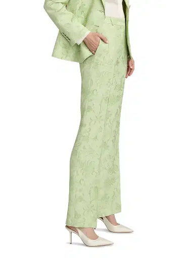 Etro Women's Floral Jacquard Boot-Cut Trousers - Verde Mare Pastello | Thumbnail 4