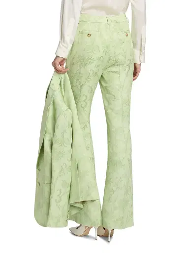 Etro Women's Floral Jacquard Boot-Cut Trousers - Verde Mare Pastello | Thumbnail 5