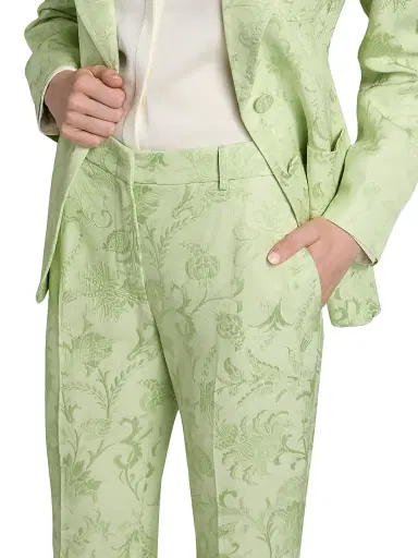 Etro Women's Floral Jacquard Boot-Cut Trousers - Verde Mare Pastello | Thumbnail 6