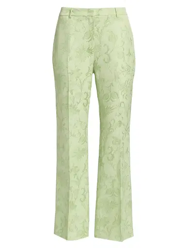 Etro Women's Floral Jacquard Boot-Cut Trousers - Verde Mare Pastello | Thumbnail 1
