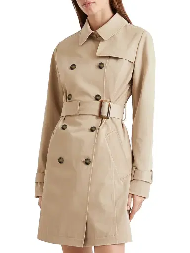 Marella Women's Double Breasted Technical Cotton Trench Coat - Natural | Thumbnail 3