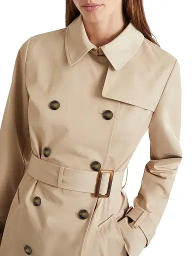 Marella Women's Double Breasted Technical Cotton Trench Coat - Natural | Thumbnail 5