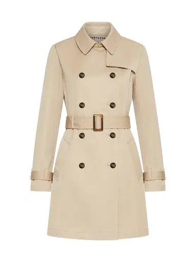 Marella Women's Double Breasted Technical Cotton Trench Coat - Natural | Thumbnail 1