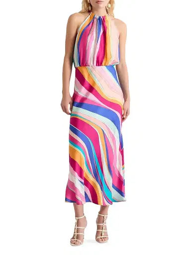 Marella Women's Long Silk Twill Dress - Fuchsia - Size 14 | Thumbnail 2