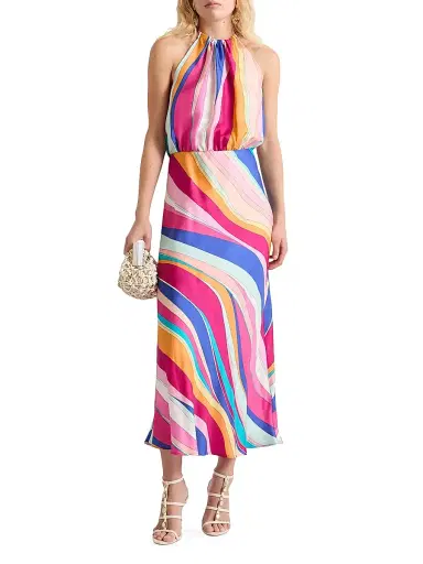 Marella Women's Long Silk Twill Dress - Fuchsia - Size 14 | Thumbnail 3