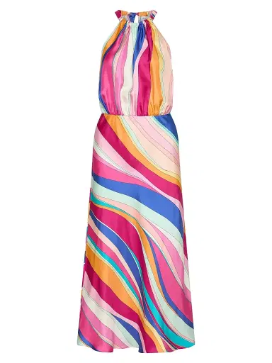 Marella Women's Long Silk Twill Dress - Fuchsia - Size 14 | Thumbnail 1