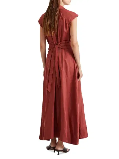 Marella Women's Pure Linen Shirt Dress - Brick Red | Thumbnail 4 Marella Women's Pure Linen Shirt Dress - Brick Red | Thumbnail 4