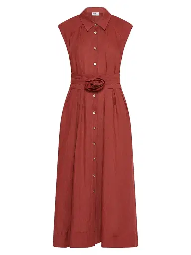 Marella Women's Pure Linen Shirt Dress - Brick Red | Thumbnail 1 Marella Women's Pure Linen Shirt Dress - Brick Red | Thumbnail 1