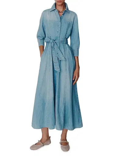 Marella Women's Long Fluid Denim Shirt Dress - Blue Jeans | Thumbnail 2 Marella Women's Long Fluid Denim Shirt Dress - Blue Jeans | Thumbnail 2