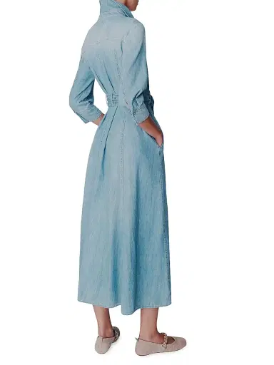 Marella Women's Long Fluid Denim Shirt Dress - Blue Jeans | Thumbnail 3 Marella Women's Long Fluid Denim Shirt Dress - Blue Jeans | Thumbnail 3