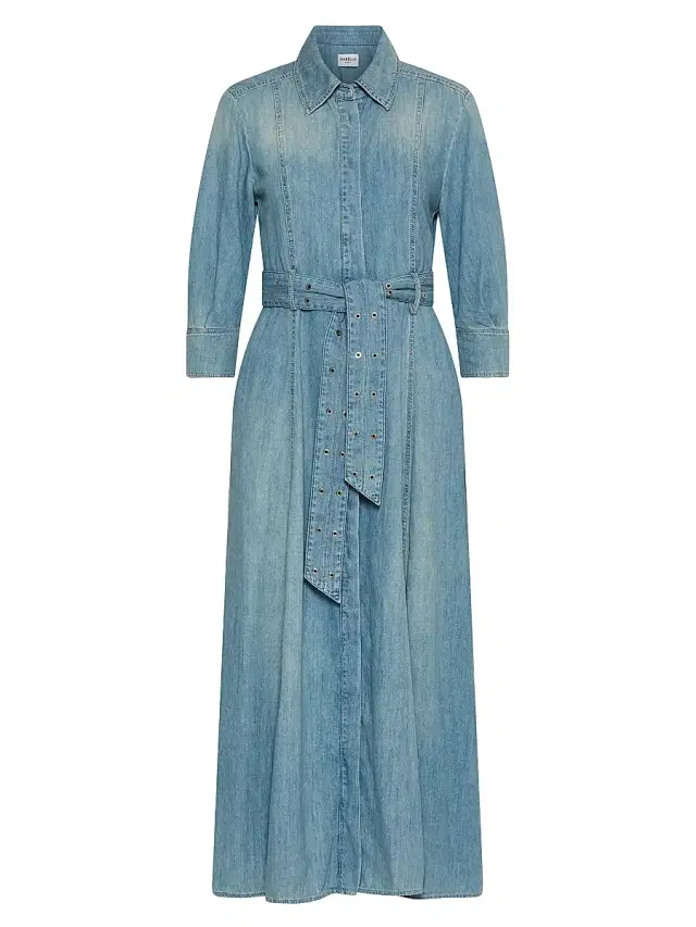 Marella Women's Long Fluid Denim Shirt Dress - Blue Jeans