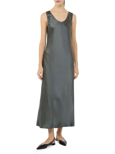 MM Max Mara Women's Long Satin Dress - Dark Grey - Size 16 | Thumbnail 2