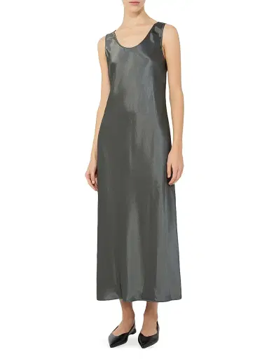 MM Max Mara Women's Long Satin Dress - Dark Grey - Size 16 | Thumbnail 3