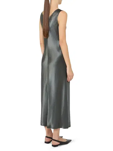 MM Max Mara Women's Long Satin Dress - Dark Grey - Size 16 | Thumbnail 4