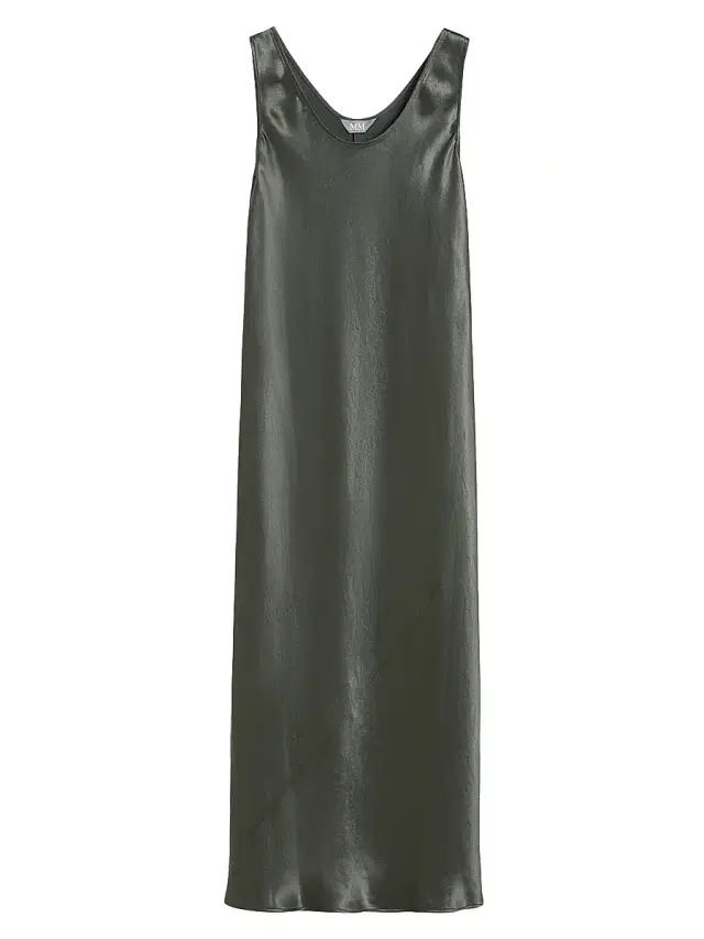 MM Max Mara Women's Long Satin Dress - Dark Grey
