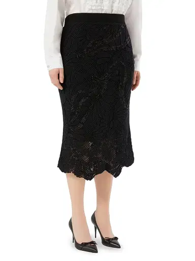 Marina Rinaldi Women's Macramé Embroidered Skirt - Black - Size Large | Thumbnail 3 Marina Rinaldi Women's Macramé Embroidered Skirt - Black - Size Large | Thumbnail 3