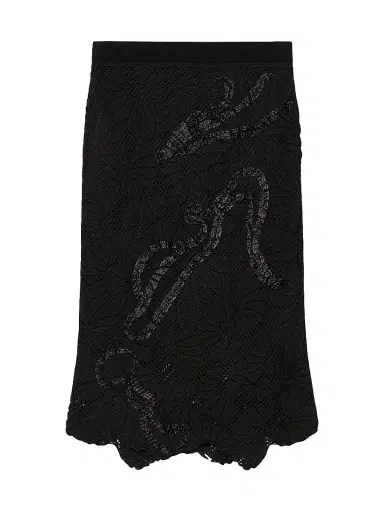 Marina Rinaldi Women's Macramé Embroidered Skirt - Black - Size Large | Thumbnail 1 Marina Rinaldi Women's Macramé Embroidered Skirt - Black - Size Large | Thumbnail 1