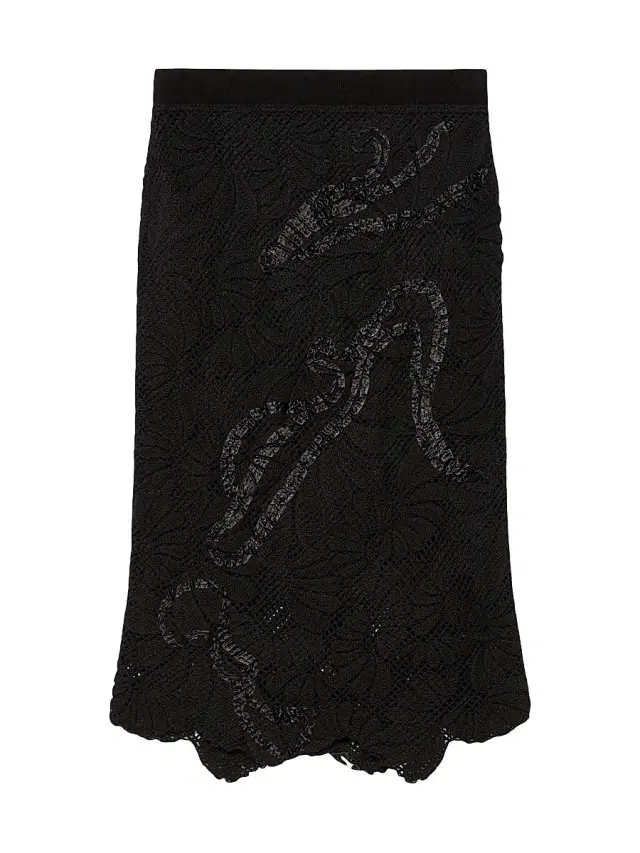 Marina Rinaldi Women's Macramé Embroidered Skirt - Black