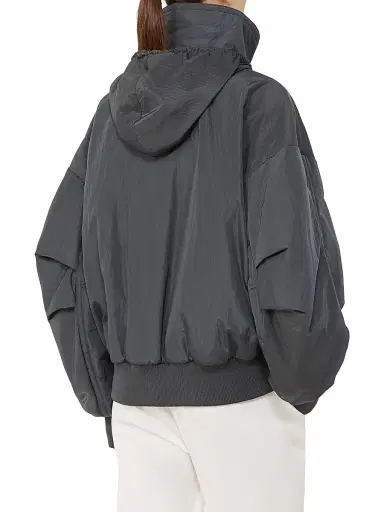 MM Max Mara Women's Technical Crinkle Fabric Bomber Jacket - Dark Grey - Size 16 | Thumbnail 4 MM Max Mara Women's Technical Crinkle Fabric Bomber Jacket - Dark Grey - Size 16 | Thumbnail 4