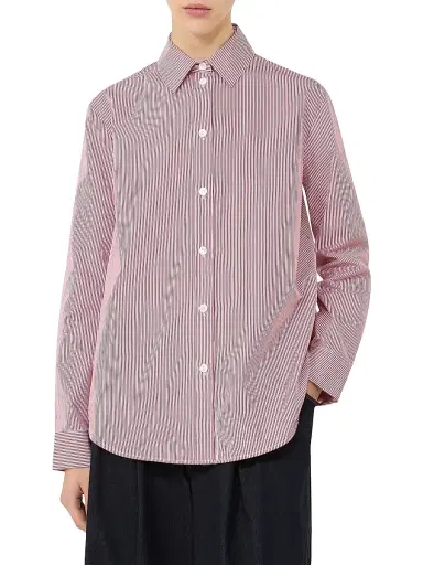 MM Max Mara Women's Cotton Poplin Shirt - Dark Red | Thumbnail 3