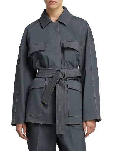 MM Max Mara Women's Denim Jersey Saharan Jacket - Dark Grey - Size XL | Thumbnail 3