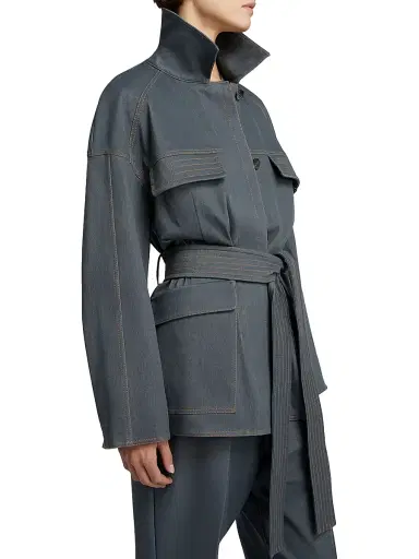 MM Max Mara Women's Denim Jersey Saharan Jacket - Dark Grey - Size XL | Thumbnail 6