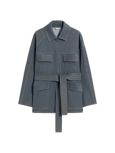 MM Max Mara Women's Denim Jersey Saharan Jacket - Dark Grey - Size XL | Thumbnail 1
