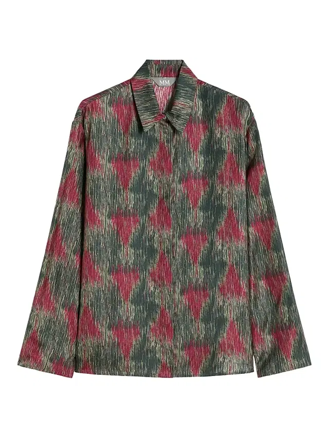 MM Max Mara Women's Printed Silk Shirt - Dark Grey