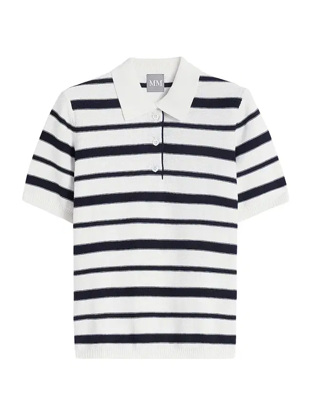 MM Max Mara Women's Striped Cotton Polo Shirt - Optical White