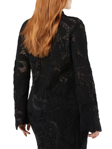 Marina Rinaldi Women's Embroidered Cotton Blend Cardigan - Black - Size Large | Thumbnail 4 Marina Rinaldi Women's Embroidered Cotton Blend Cardigan - Black - Size Large | Thumbnail 4