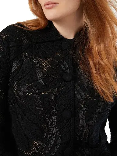 Marina Rinaldi Women's Embroidered Cotton Blend Cardigan - Black - Size Large | Thumbnail 5 Marina Rinaldi Women's Embroidered Cotton Blend Cardigan - Black - Size Large | Thumbnail 5