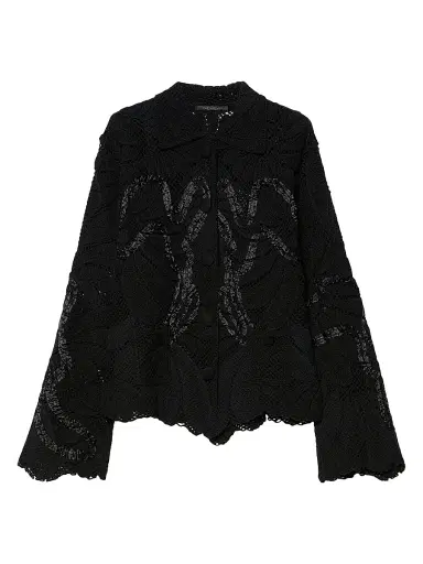 Marina Rinaldi Women's Embroidered Cotton Blend Cardigan - Black - Size Large | Thumbnail 1 Marina Rinaldi Women's Embroidered Cotton Blend Cardigan - Black - Size Large | Thumbnail 1