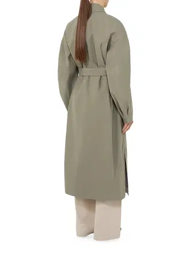 MM Max Mara Women's Water Repellent Gabardine Trench Coat - Horn Grey Green - Size 16 | Thumbnail 4