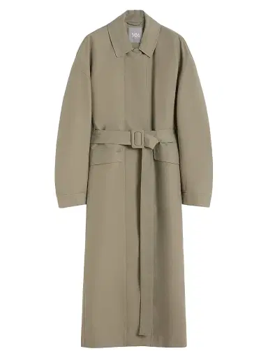 MM Max Mara Women's Water Repellent Gabardine Trench Coat - Horn Grey Green - Size 16 | Thumbnail 1