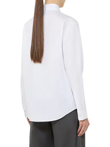 MM Max Mara Women's Cotton Satin Shirt - Optical White - Size 14 | Thumbnail 4