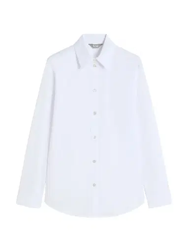 MM Max Mara Women's Cotton Satin Shirt - Optical White - Size 14 | Thumbnail 1
