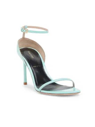 Tom Ford Women's 105MM Patent Leather Sandals - Aqua - Size 12 | Thumbnail 2
