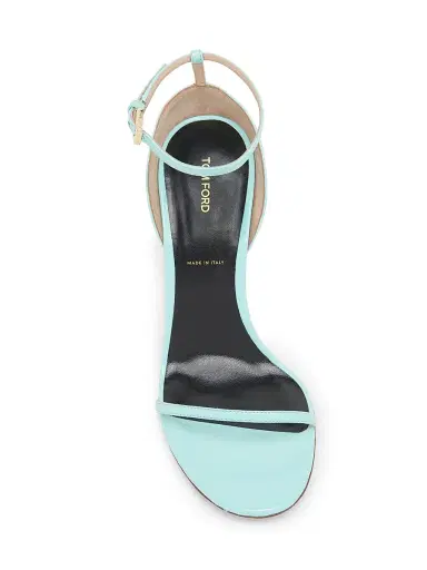 Tom Ford Women's 105MM Patent Leather Sandals - Aqua - Size 12 | Thumbnail 4