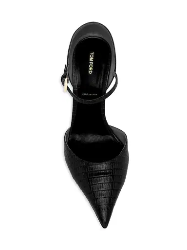 Tom Ford Women's Tejus 85MM Croc-Embossed Leather Mary Jane Pumps - Black - Size 11.5 | Thumbnail 4 Tom Ford Women's Tejus 85MM Croc-Embossed Leather Mary Jane Pumps - Black - Size 11.5 | Thumbnail 4
