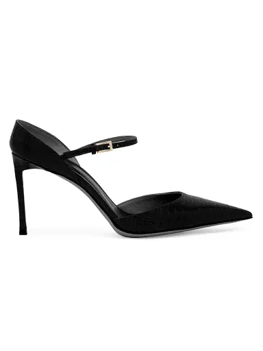 Tom Ford Women's Tejus 85MM Croc-Embossed Leather Mary Jane Pumps - Black - Size 11.5 | Thumbnail 1 Tom Ford Women's Tejus 85MM Croc-Embossed Leather Mary Jane Pumps - Black - Size 11.5 | Thumbnail 1