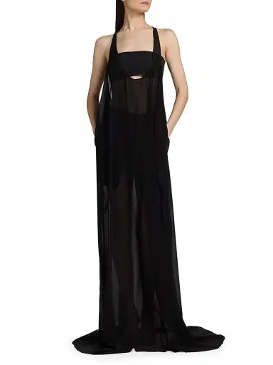 Rick Owens Women's Silk Oversized Tank Gown - Black - Size 6 | Thumbnail 2 Rick Owens Women's Silk Oversized Tank Gown - Black - Size 6 | Thumbnail 2