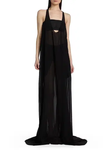 Rick Owens Women's Silk Oversized Tank Gown - Black - Size 6 | Thumbnail 3 Rick Owens Women's Silk Oversized Tank Gown - Black - Size 6 | Thumbnail 3