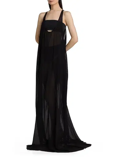 Rick Owens Women's Silk Oversized Tank Gown - Black - Size 6 | Thumbnail 4 Rick Owens Women's Silk Oversized Tank Gown - Black - Size 6 | Thumbnail 4
