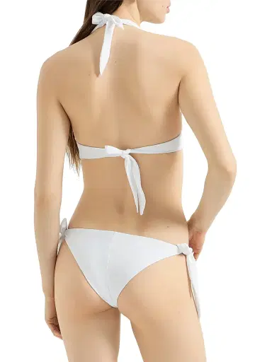 Brunello Cucinelli Women's Techno Jersey Bikini Bottoms with Monili - White | Thumbnail 3