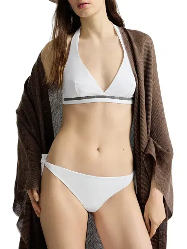 Brunello Cucinelli Women's Techno Jersey Bikini Top with Monili | Thumbnail 2