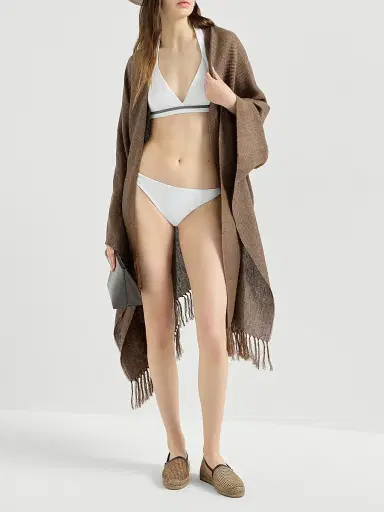 Brunello Cucinelli Women's Techno Jersey Bikini Top with Monili | Thumbnail 5