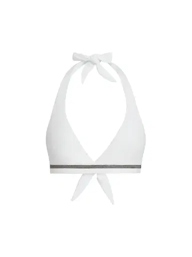 Brunello Cucinelli Women's Techno Jersey Bikini Top with Monili | Thumbnail 1