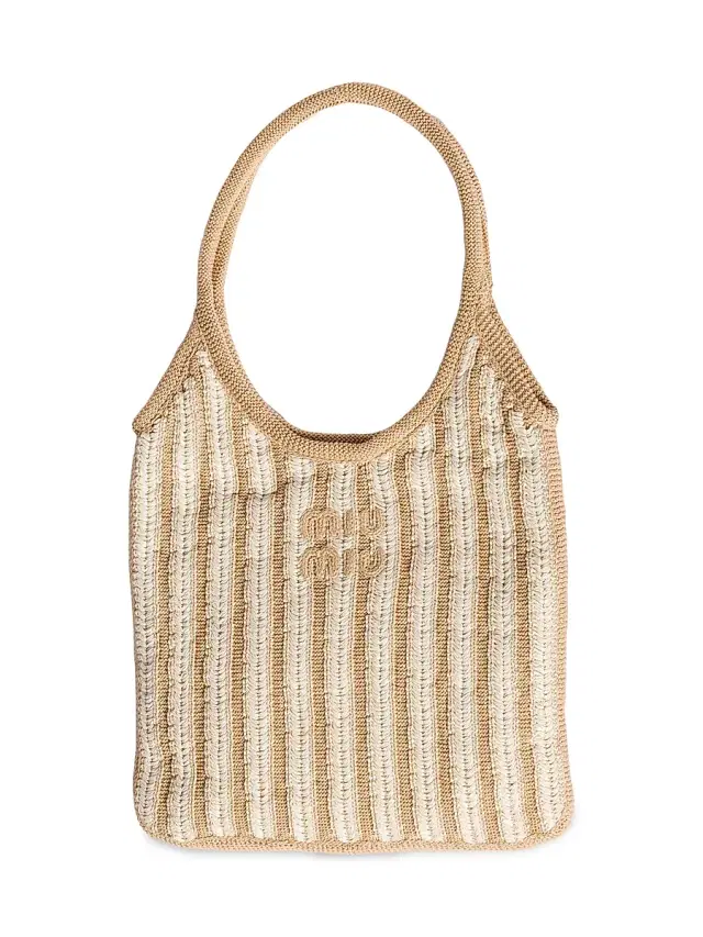 Miu Miu Women's Ivy Crochet Tote Bag - Beige Khaki